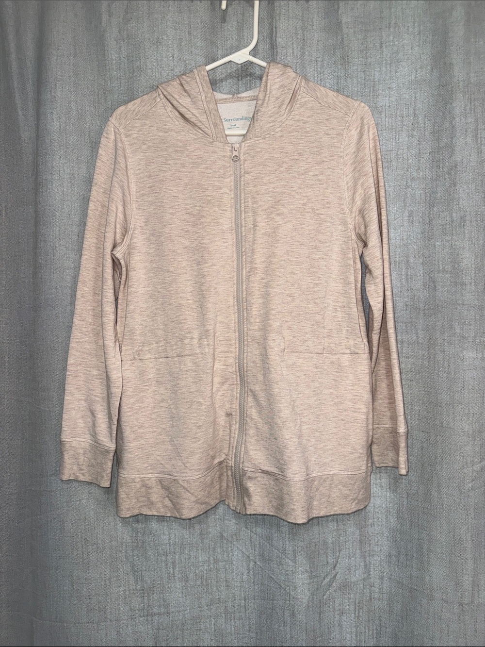 Soft Surroundings Siesta Soft Heathered Beige Zip-Up Hoodie Jacket